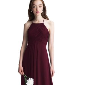 Bill Levkoff Wine Long Bridesmaid Dress Style 7001